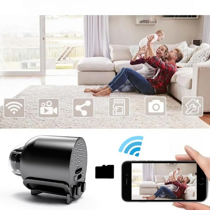 Compact HD Security Camera with Night Vision & Motion Alerts for Home, Office & Vehicle Monitoring