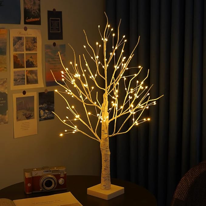 LED Decorative Tree Light 23 Inch with 144 Warm White Lights USB or Battery Powered for Living Room Bedroom Tabletop Decor Nature-Inspired A