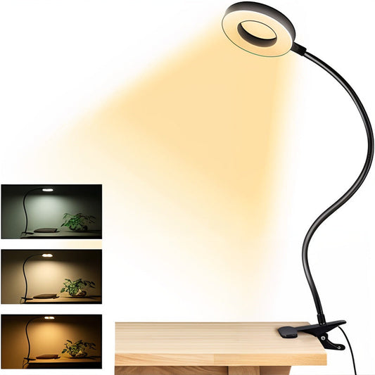 48-LED Clip-On Reading Light with Flexible Gooseneck and 3 Color Modes – Dimmable USB Desk Lamp for Books, Nightstand, Home Office