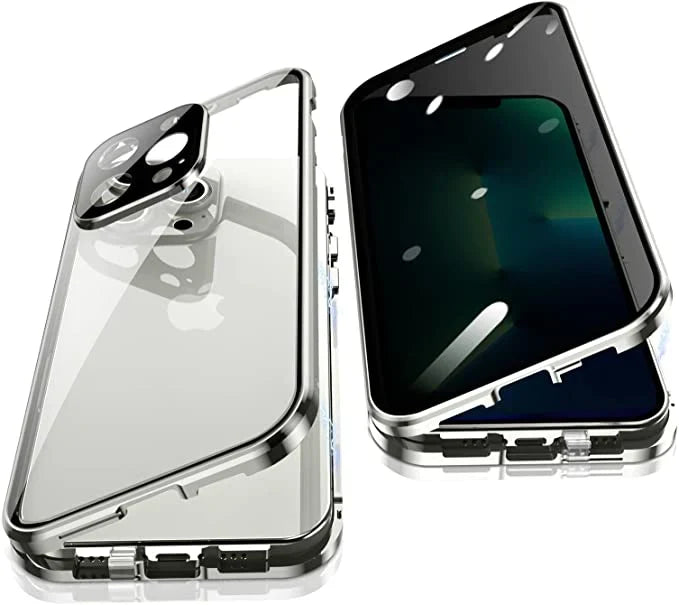 Magnetic Privacy Glass iPhone Case with 360° Drop Protection & Anti-Spy Screen