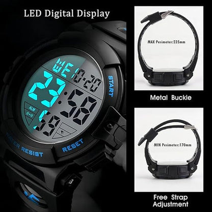 Montre de sport numérique | Conception étanche avec grand écran LED | Durabilité de qualité militaire pour les aventures en plein air