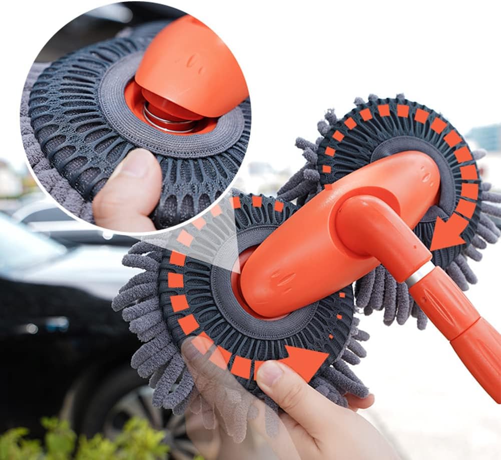 Extendable Car Wash Brush with Telescopic Handle & 360° Rotating Head for Vehicles, RVs, Windows & More