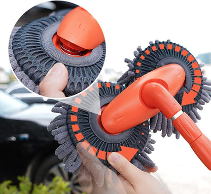 Telescoping Car Wash Brush with 360° Rotating Head & Extension Pole for Vehicles, RVs, Windows