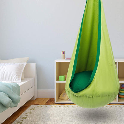 Hanging Pod Chair for Kids and Adults – Cozy Fabric Swing Seat for Indoor and Outdoor Relaxation, Reading Nook