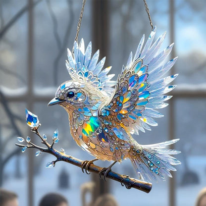 Ornement d’oiseau en cristal pour fenêtre – Décoration lumineuse réfléchissante pour la maison