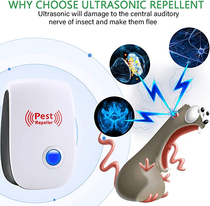 Ultrasonic Pest Repeller for Rodents and Insects – Silent Electronic Device for Home Use – Safe Around Kids and Pets – Covers 800 sq ft