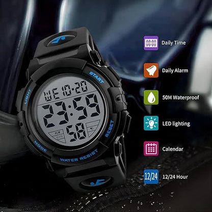 Montre de sport numérique | Conception étanche avec grand écran LED | Durabilité de qualité militaire pour les aventures en plein air