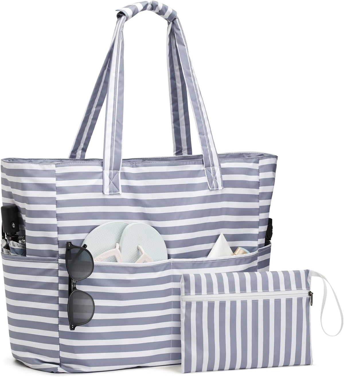 Sac de plage ultime | Grand sac imperméable et anti-sable avec fermeture éclair | Conception pliable pour un rangement et un transport faciles
