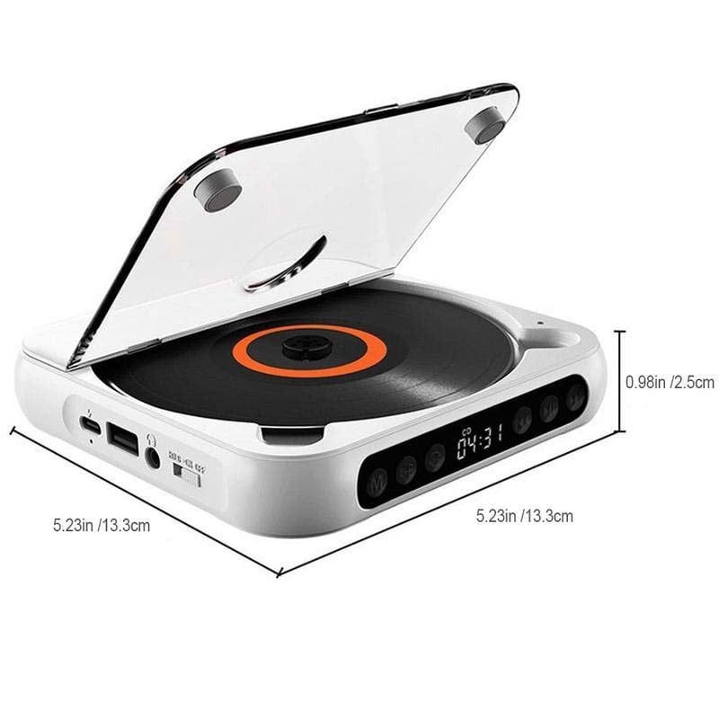 Rechargeable Disc Player with Bluetooth 5.3 Wireless Audio for Home Travel Study Music MP3 CD-R Support 3.5mm Headphone Jack USB-C Charging