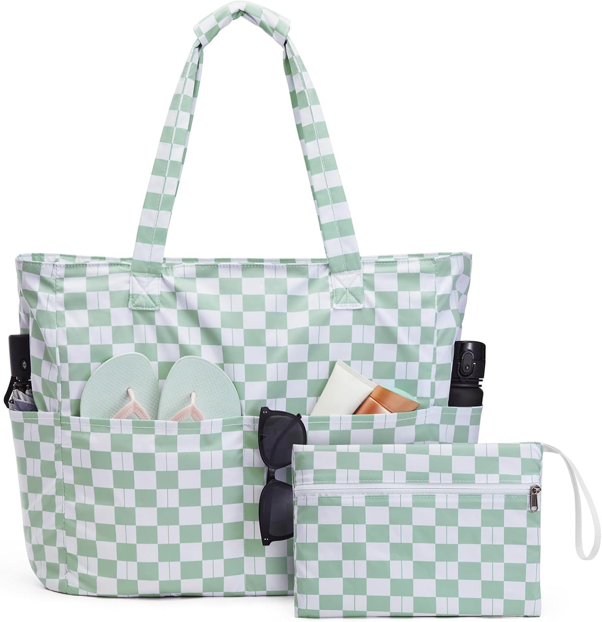 Sac de plage imperméable et anti-sable, cabas de plage pliable avec compartiment pour affaires mouillées, sac de plage extra large pour le voyage
