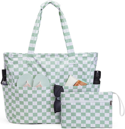Sac de plage ultime | Grand sac imperméable et anti-sable avec fermeture éclair | Conception pliable pour un rangement et un transport faciles