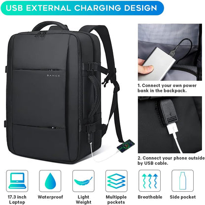 Convertible Carry-On Backpack with Laptop Compartment | Water-Resistant Travel Bag with Duffle Mode | Fits 17-Inch Laptop | Security Pocket
