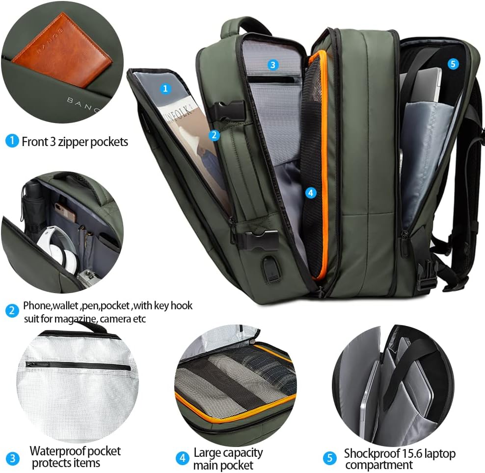 Convertible Carry-On Backpack with Laptop Compartment | Water-Resistant Travel Bag with Duffle Mode | Fits 17-Inch Laptop | Security Pocket