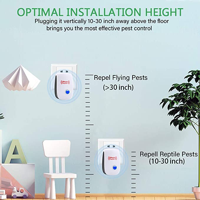 Ultrasonic Pest Repeller for Rodents and Insects – Silent Electronic Device for Home Use – Safe Around Kids and Pets – Covers 800 sq ft