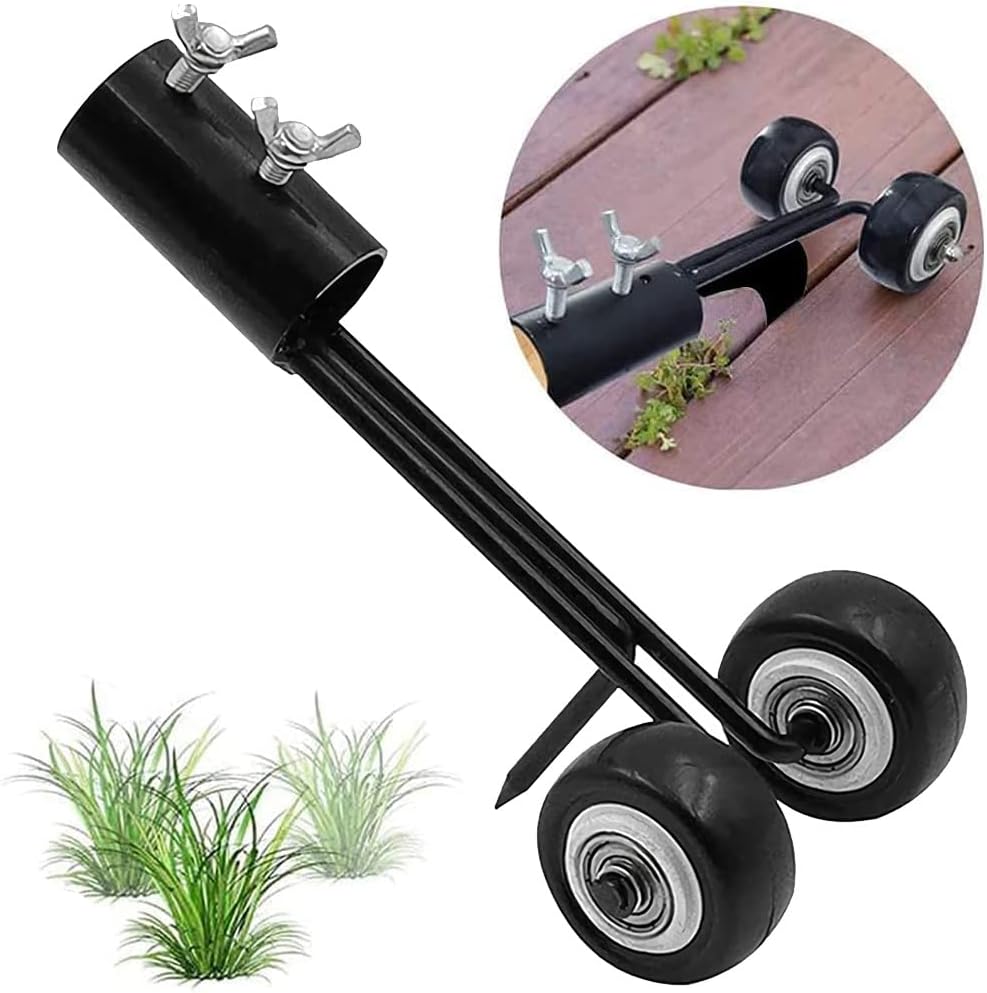 Rolling Weed Removal Tool for Paving Joints & Driveways – Manual Crack Weeder Stand-Up Garden Scraper No Bending Needed Patio Walkway Stone