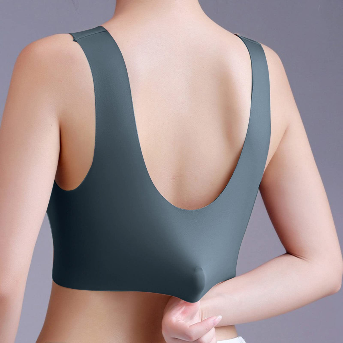 Wireless Push-Up Support Bra with Wide Straps & Lace Trim – Seamless Comfort for All-Day Wear