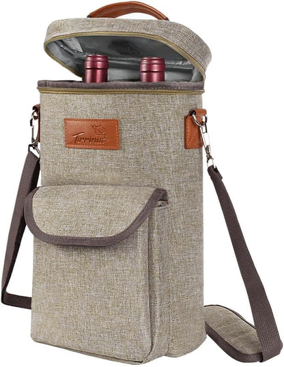 Sac de transport isotherme pour vin avec design rembourré | Glacière étanche pour voyages et fêtes