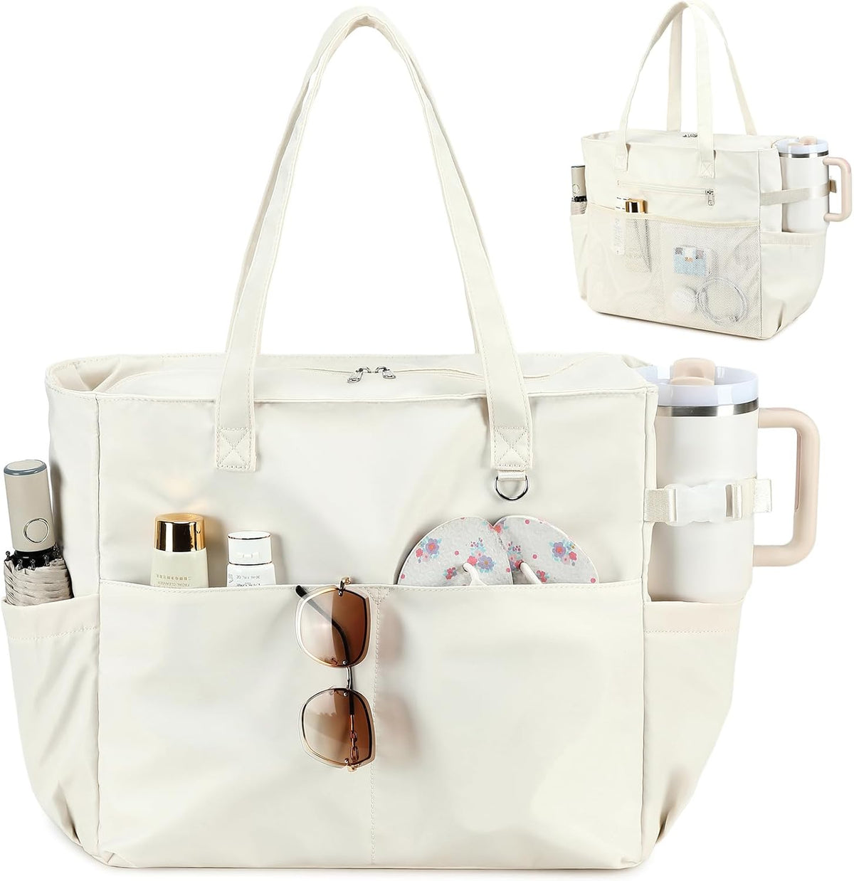 Sac de plage extra large avec compartiment étanche, sac de plage imperméable pour piscine et natation, sac fourre-tout pour le voyage