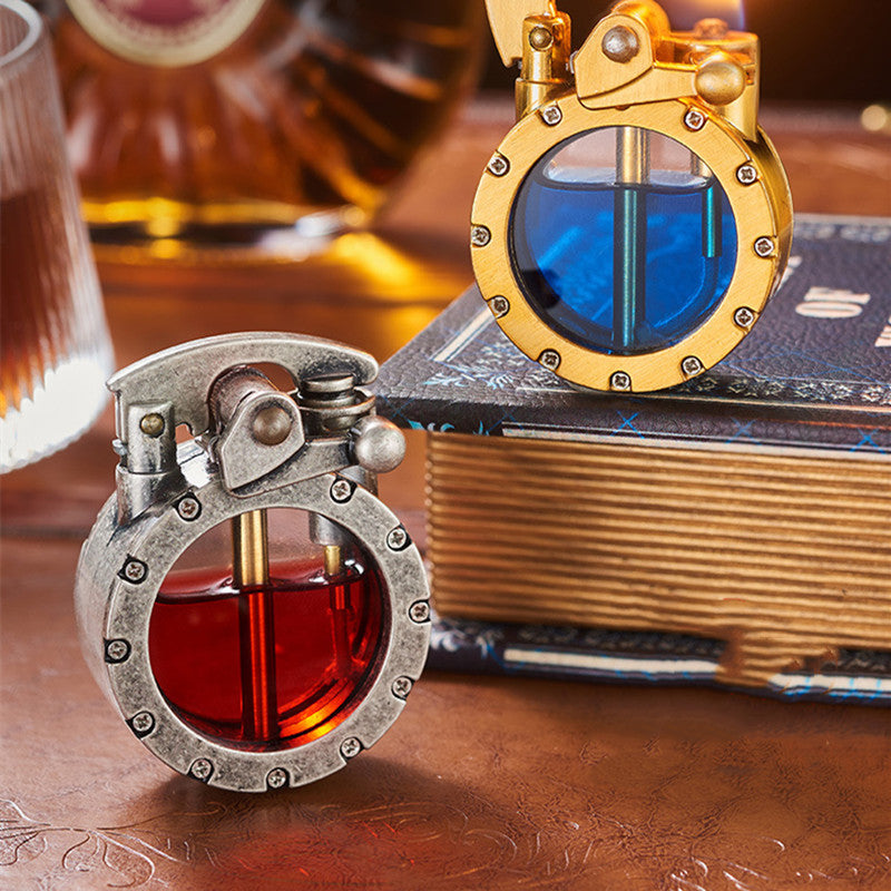 Refillable Zinc Alloy Trench Lighter Classic Windproof Design Gold Silver Metal Fuel Igniter Collectible Vintage-Style Fire Starter