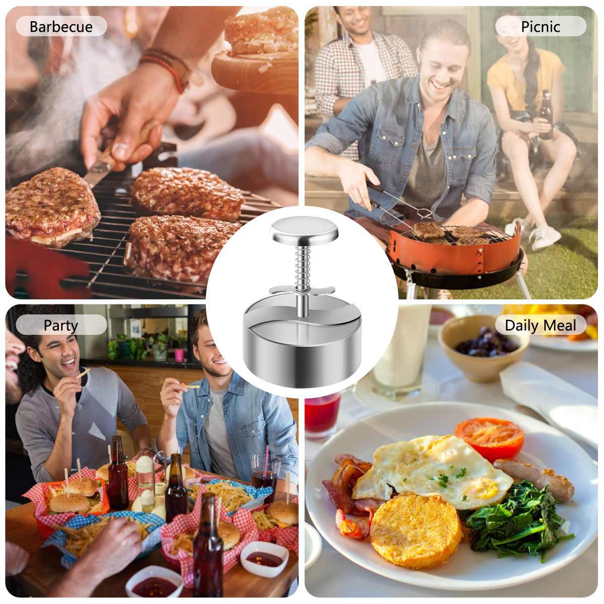 Presse à hamburger ergonomique Ortekor avec surface antiadhésive | Préparation facile de burgers pour les réunions de famille