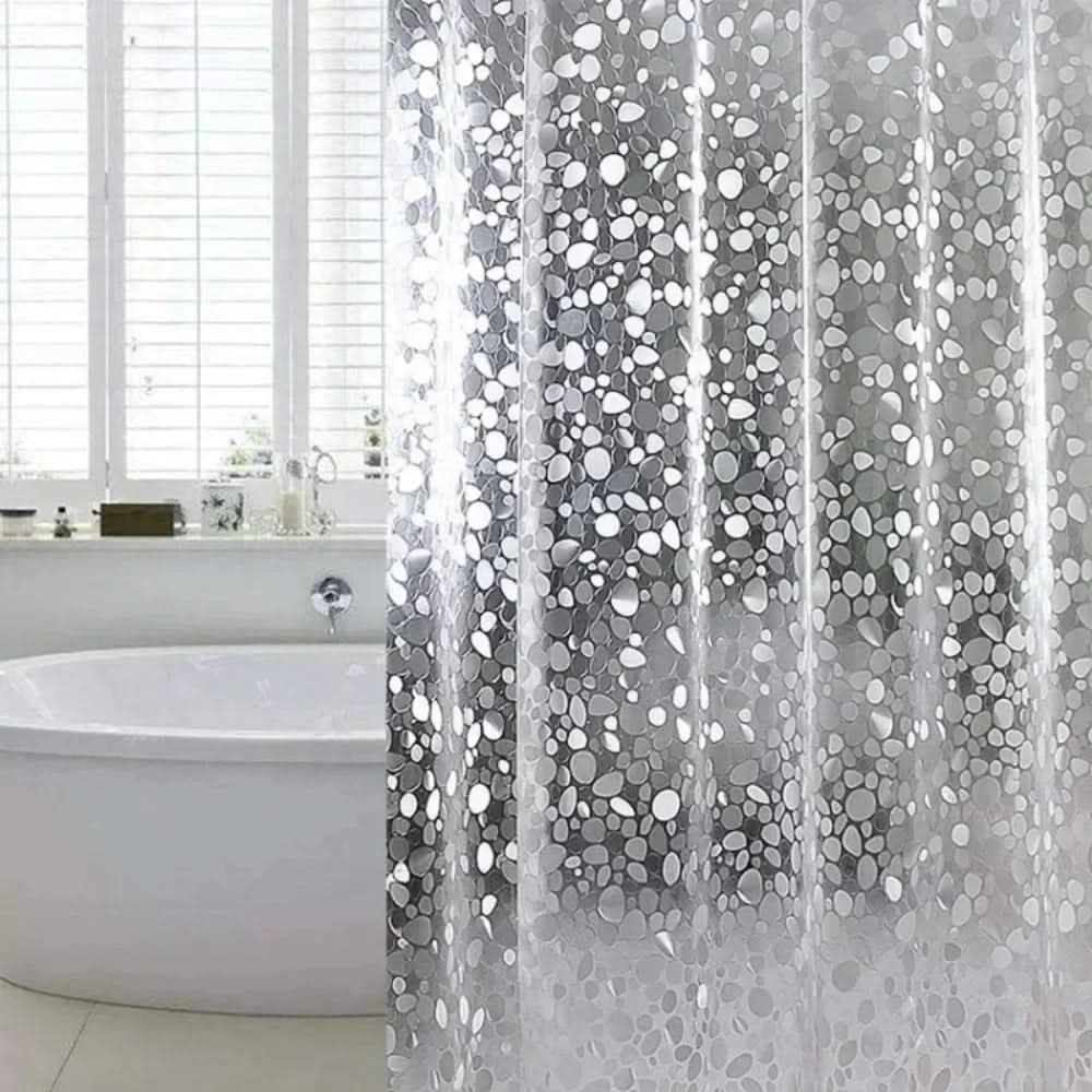 CLEARFLOW – Rideau de douche imperméable transparent motif galets
