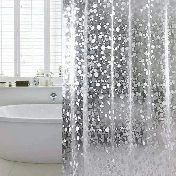 CLEARFLOW – Rideau de douche imperméable transparent motif galets