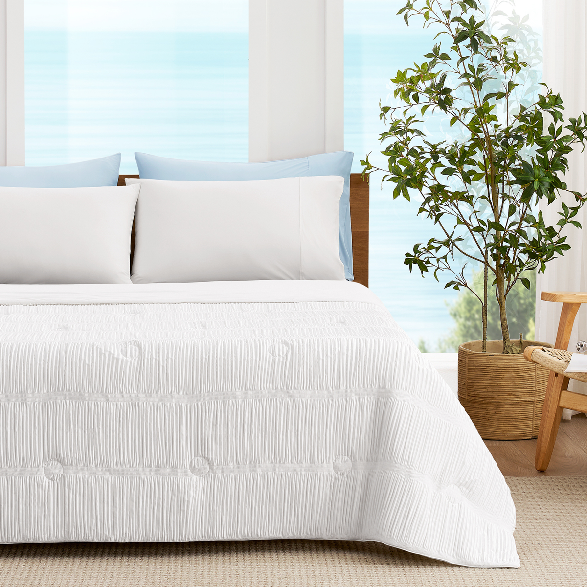 Cozy Bliss | Striped Cooling Comforter Set with Advanced Airflow | Lightweight Design for Hot Sleepers