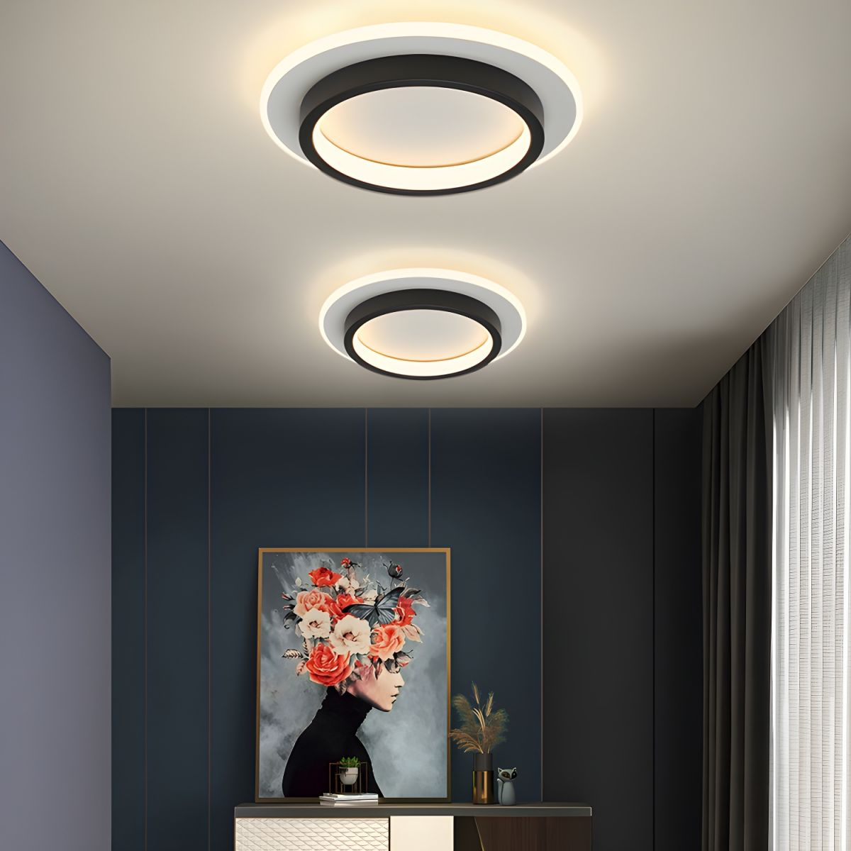 Flush Mount LED Disk Light 10W 20W Ultra-Slim 2 in Profile Black White for Low Ceilings Bedroom Hallway Foyer Apartment Living Room Modern H