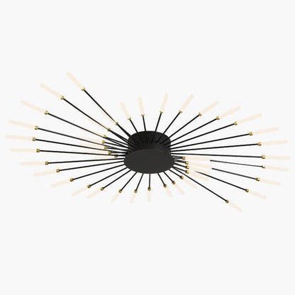 Multi-Arm Starburst Ceiling Fixture Metal LED Dimmable Gold Black 20-42 Bulb Open-Plan Dining Room Contemporary Statement Light Large Space