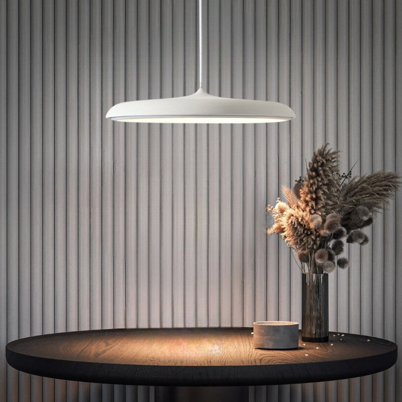 Slimline LED Disc Ceiling Light 10 in Black Metal Acrylic for Kitchen Island Dining Table Contemporary Scandinavian Minimalist Suspended Fix