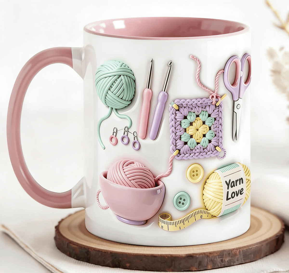 Ceramic Mug with Crafting Design for Coffee & Tea – Dishwasher Safe Mug for Makers & Hobbyists