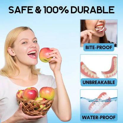 Removable Cosmetic Teeth Veneers for Adults – Instant Smile Enhancer with Silicone Liner, Reusable Snap-On Dental Cover for Natural Look