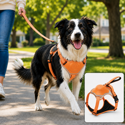 Ortekor No-Pull Reflective Dog Harness with Built-In Retractable Leash for Safer Daily Walks