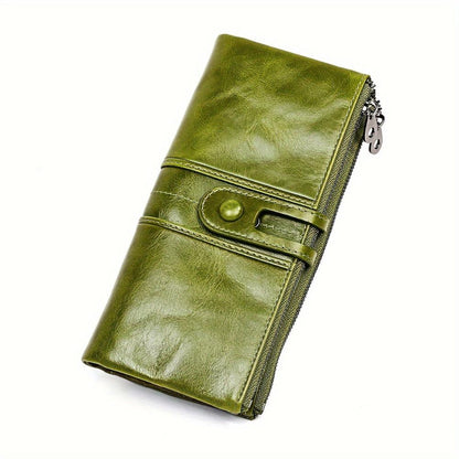 Slim Leather Wallet for Women with Zipper Coin Pocket & Multiple Card Slots | RFID Blocking Compact Bifold Organizer for Everyday Use