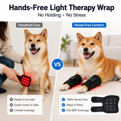 Ortekor Rechargeable Red Light Therapy Dog Knee Wrap for Senior Dogs - At-Home Leg Comfort Support for Post-Walk Stiffness & Mobility Care