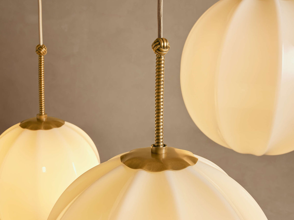 Draped Glass Globe Chandelier with Vintage Brass Frame for Dining Room & Entryway Lighting