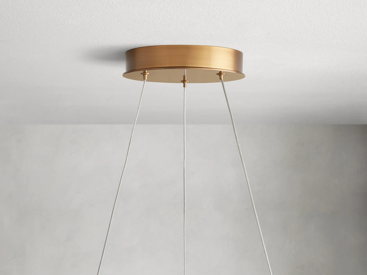 Circular Glass Disc Chandelier with Integrated LED Lighting for Dining Room & Living Room | Modern Adjustable Pendant Fixture