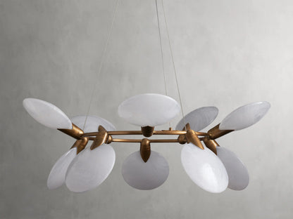 Circular Glass Disc Chandelier with Integrated LED Lighting for Dining Room & Living Room | Modern Adjustable Pendant Fixture