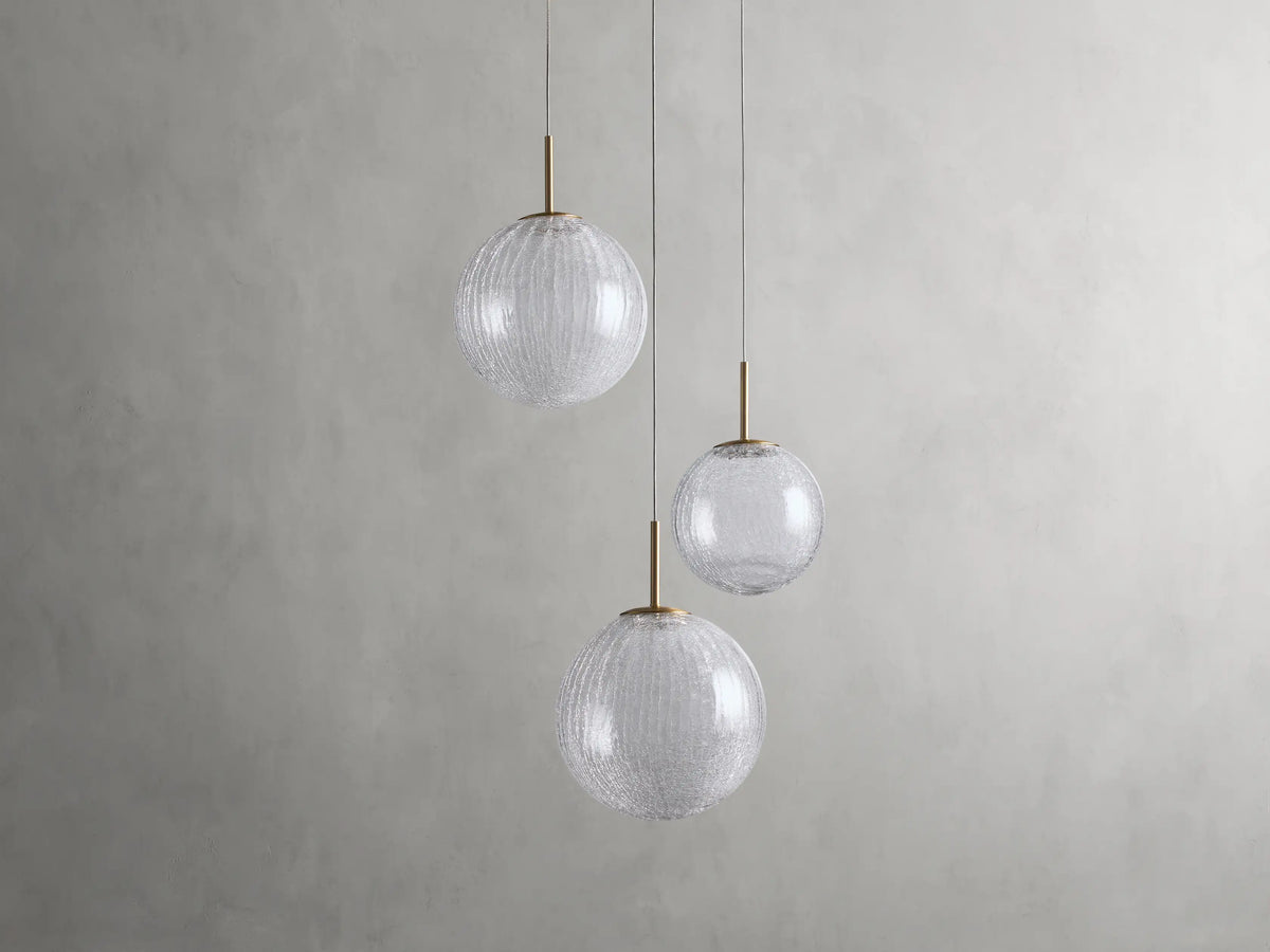 Adjustable Multi-Globe LED Spiral Chandelier 20-43 in Diameter Crackle or Matte Glass Brass Finish for Entryway & Dining Room