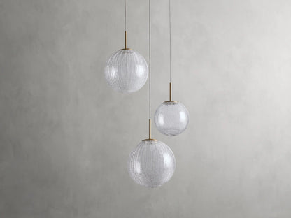 Adjustable Multi-Globe LED Spiral Chandelier 20-43 in Diameter Crackle or Matte Glass Brass Finish for Entryway & Dining Room