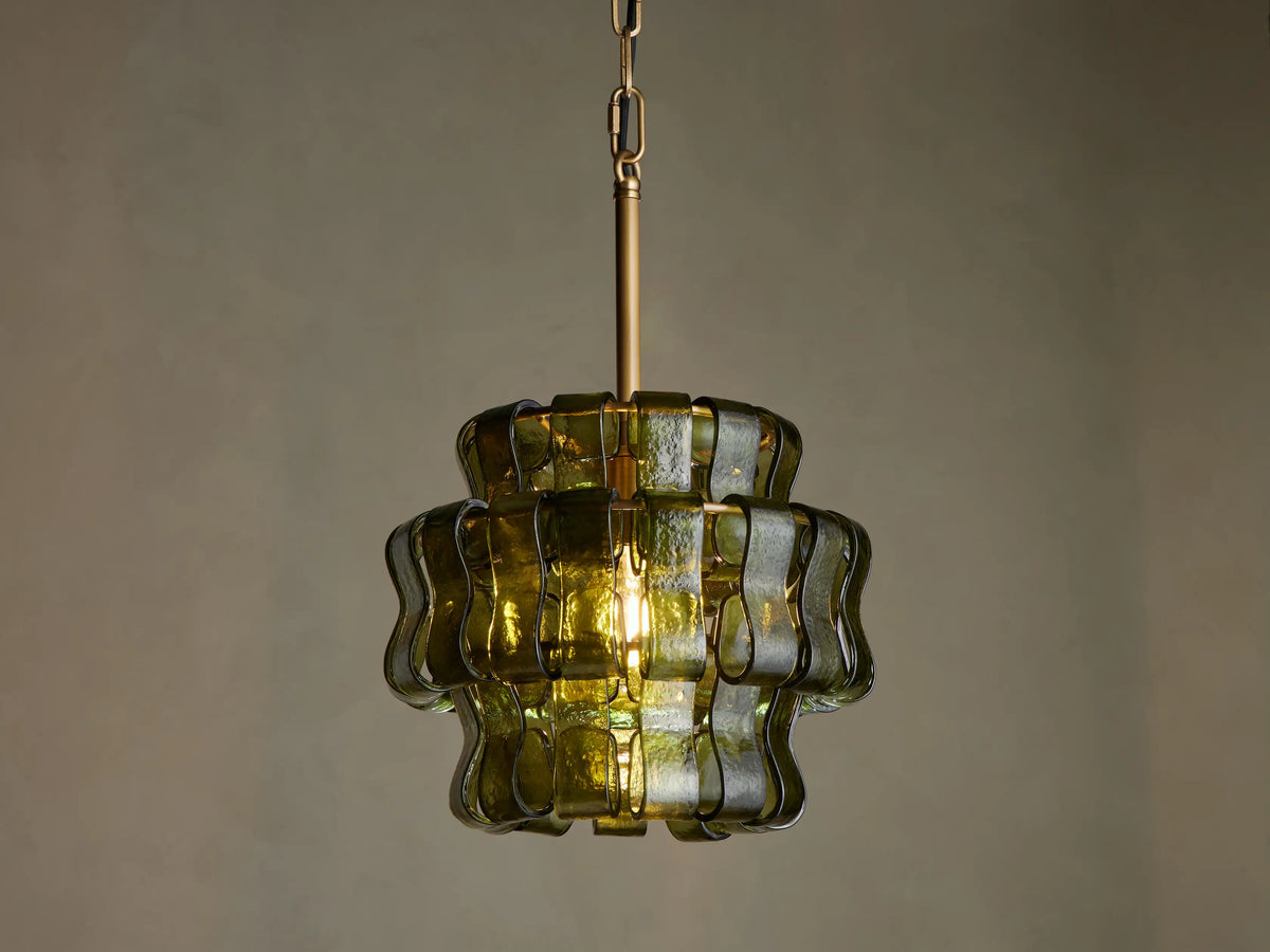 Curved Textured Glass Pendant Light with Metal Canopy for Dining Room Kitchen Island