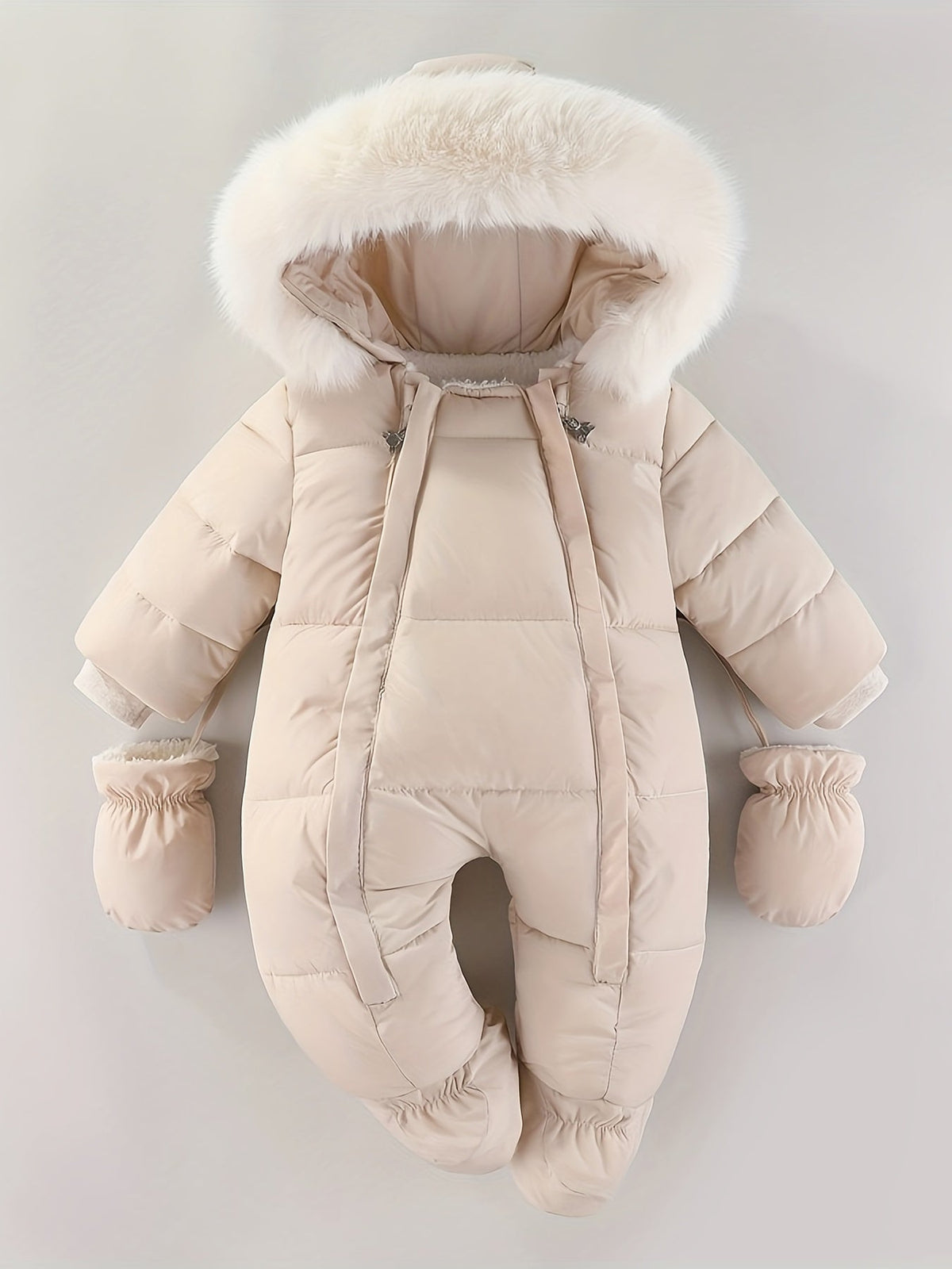 Hooded Infant Snowsuit with Quilted Insulation and Faux Fur Trim for Cold Weather Outdoor Adventures Baby Winter Bunting