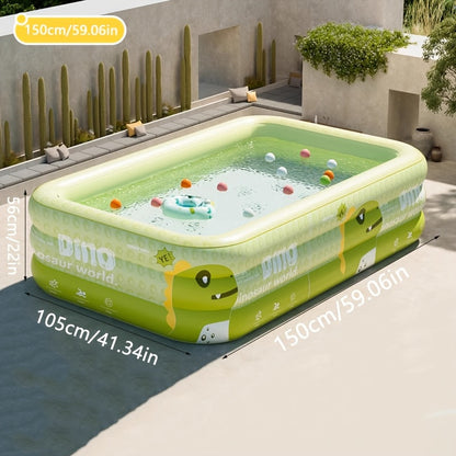 Inflatable Dinosaur Kiddie Pool for Backyard Summer Fun – Durable PVC Wading Pool for Toddlers Kids & Family – Easy Setup Portable Water