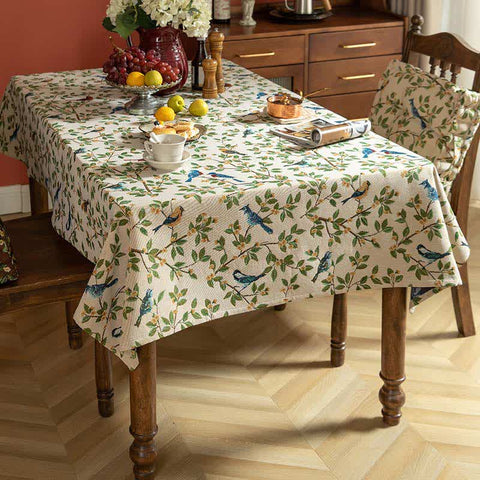 Liora Heritage Tablecloth - Floral and Bird Pattern, Machine Washable Polyester