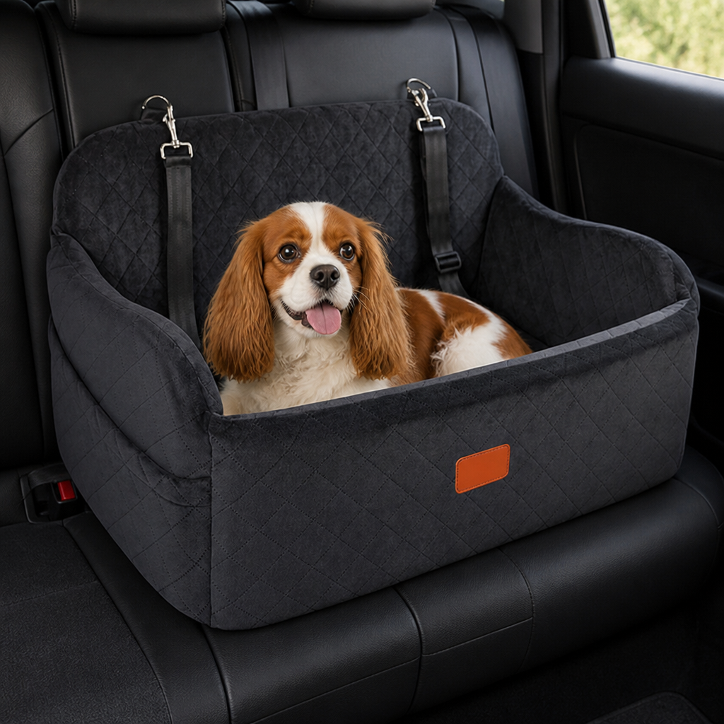 Ortekor Memory Foam & Non-Slip Dog Car Seat (Adjustable Leashes)