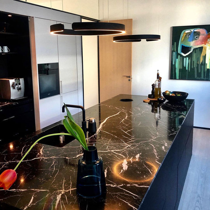 Plafonnier LED circulaire à anneau en aluminium de 20 po, hauteur réglable pour îlot de cuisine, salle à manger et hall d'entrée, luminaire suspendu moderne en forme de halo, économe en énergie