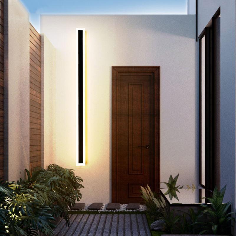 Waterproof Linear LED Outdoor Wall Light Modern Metal Weatherproof Sconce for Garden Patio Entryway Hallway Exterior Porch Walkway IP65