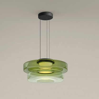Geometric Tiered Glass Overhead Fixture 12W LED Ambient Lighting Dining Kitchen Island Adjustable Suspension Cord Architectural Style