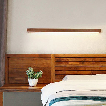 Applique murale LED linéaire en bois, lampe de miroir de courtoisie réglable à 3 températures de couleur pour salle de bain, chambre et couloir, style minimaliste nordique moderne