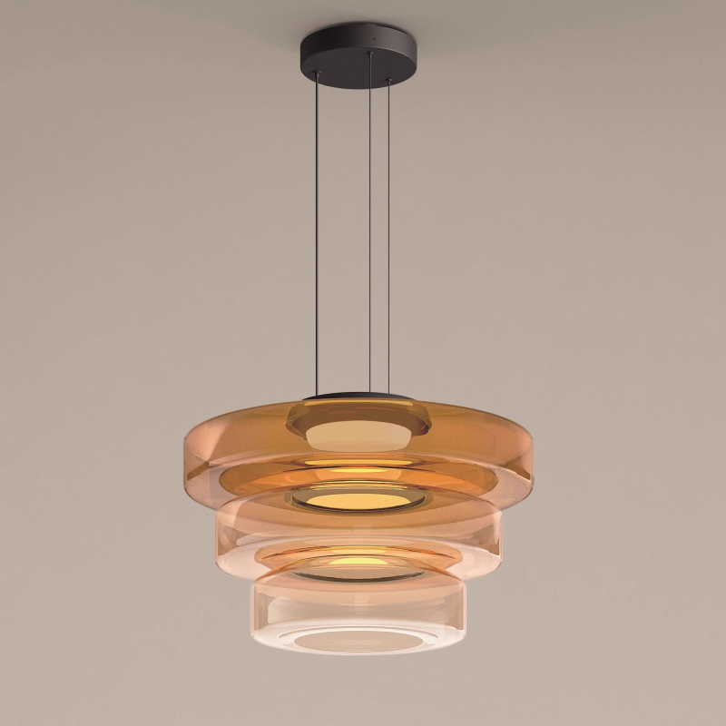 Multi-Tier Glass Pendant Light with Adjustable Cable for Kitchen & Dining Room | Modern LED Ceiling Fixture